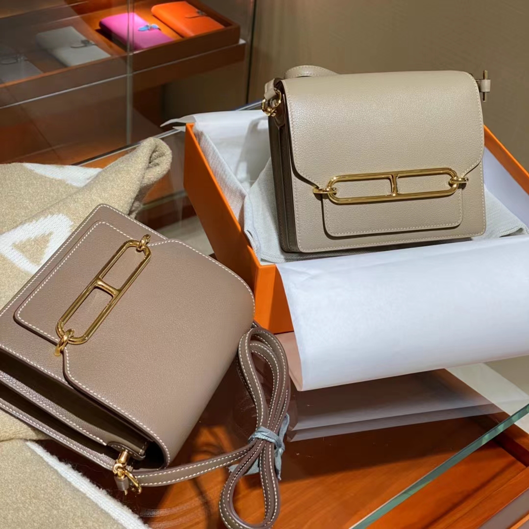 HERMES 爱马仕官网推荐 Roulis 猪鼻子 80 Gris Perle 珍珠灰 8C Gri Elephant 大象灰 Swift皮 进口蜜蜡线 全手工制作