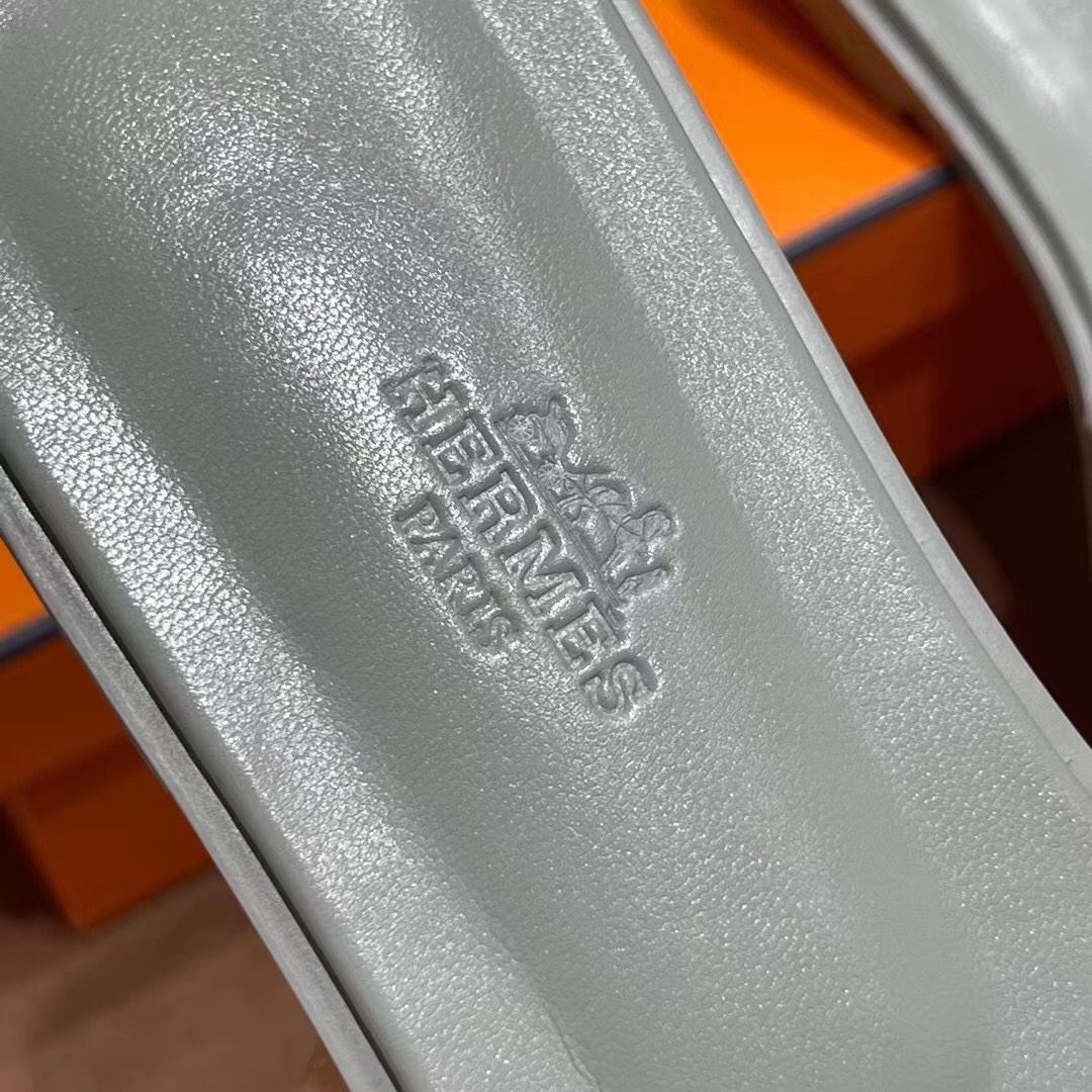 HERMES 爱马仕 H拖鞋 34-41码 原厂同步 进口真皮大底 全手工制作 0T 冰川灰