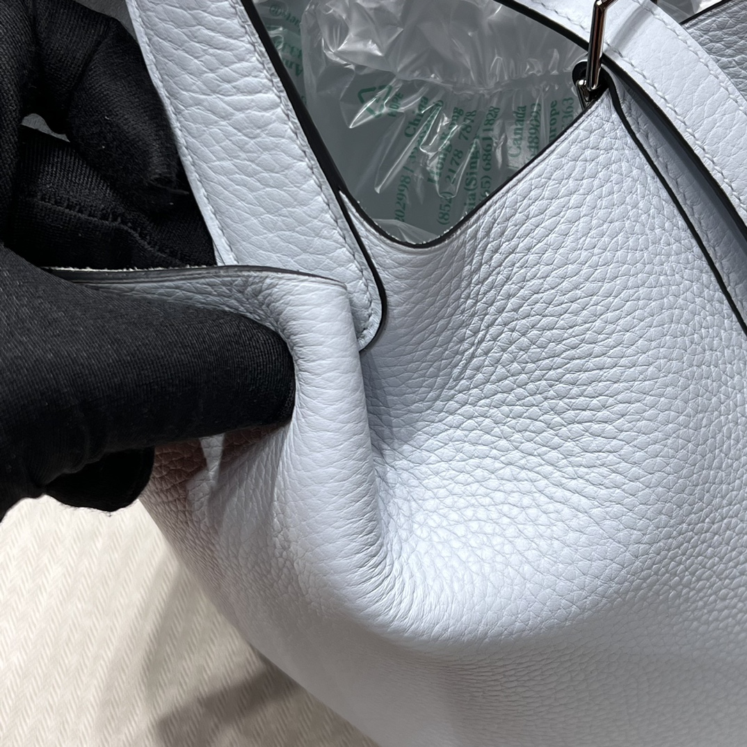 HERMES 爱马仕官网推荐 菜篮子 Picotin 纯手工 0T 圣杯蓝 TC皮 进口蜜蜡线 全手工制作
