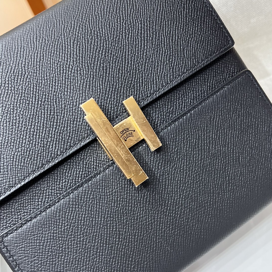HERMES 爱马仕 Cinhetic 走秀款盒子包 89 Nior 经典黑 Epsom 进口蜜蜡线 全手工制作