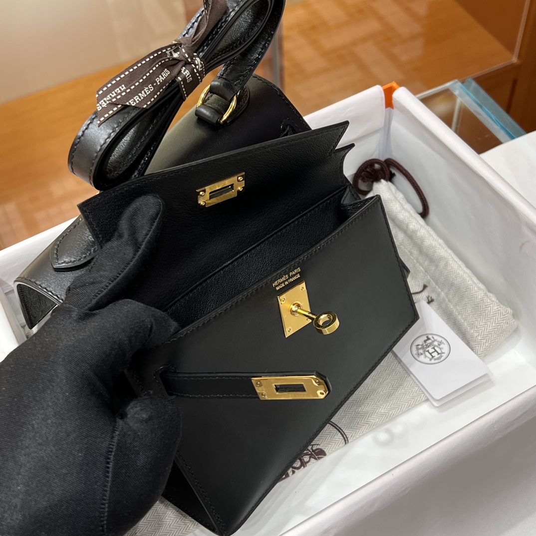 HERMES 爱马仕 Kelly Desorder 双面Kelly 山羊皮 89 Nior 经典黑 进口蜜蜡线 全手工制作