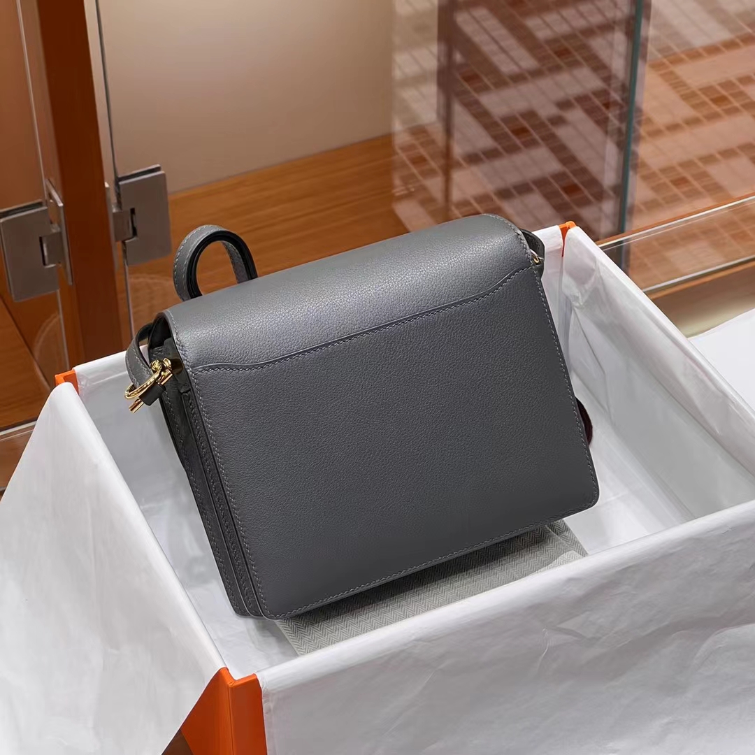 HERMES 爱马仕官网推荐 Roulis 猪鼻子 8F Etain 锡器灰 Swift皮 进口蜜蜡线 全手工制作