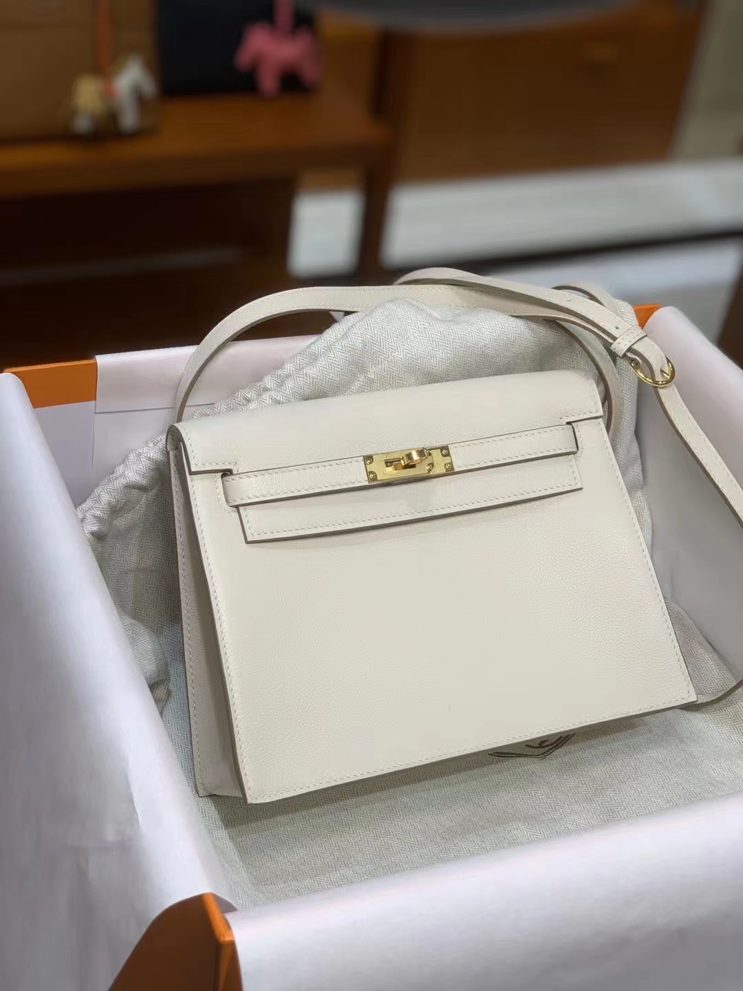 Birkinmm 铂金女王 HERMES 爱马仕 Kellydanse 22cm Evercolor皮 10 Craie 奶昔白 进口蜜蜡线 全手工制作