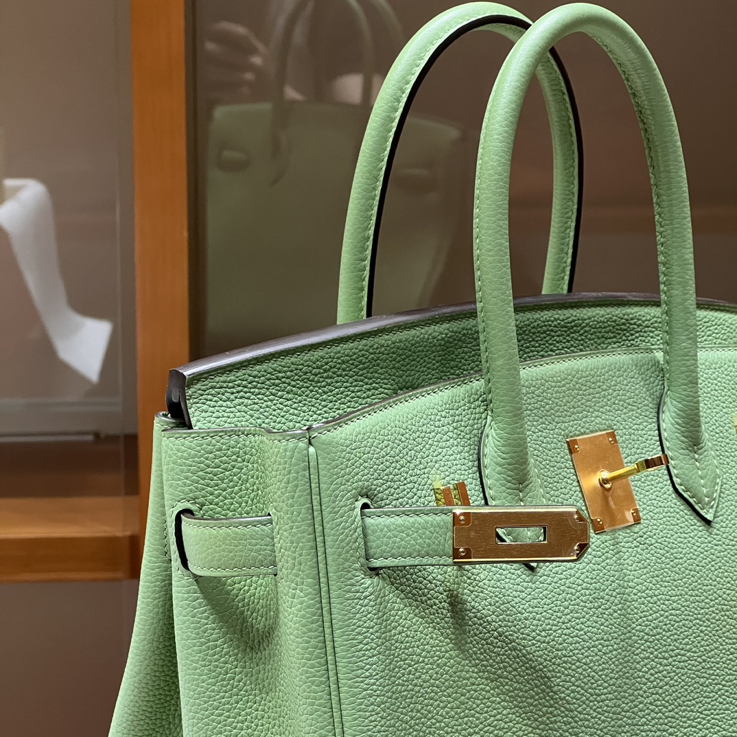 HERMES 爱马仕 Birkin 25cm 3i 牛油果绿 进口蜜蜡线 全手工制作