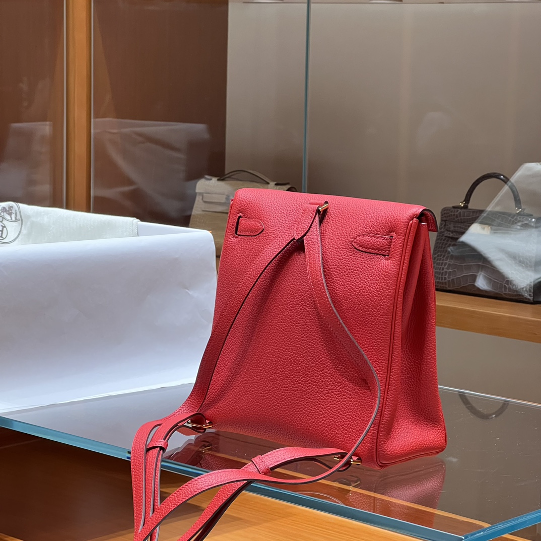 HERMES 爱马仕官网推荐 Kelly ado 双肩背包 21cm Q5 Rouge Casaque 国旗红 Togo皮 进口蜜蜡线 全手工制作