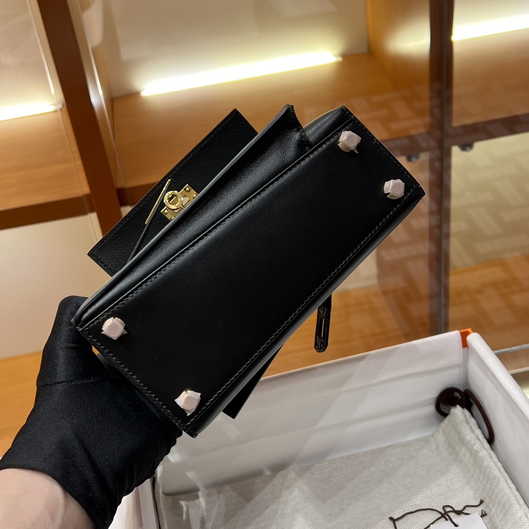 HERMES 爱马仕 Kelly Desorder 双面Kelly 山羊皮 89 Nior 经典黑 进口蜜蜡线 全手工制作