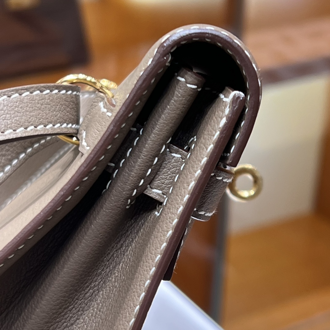 Birkinmm 铂金女王 HERMES 爱马仕 Kellydanse 22cm Evercolor皮 8C Gri Elephant 大象灰 进口蜜蜡线 全手工制作
