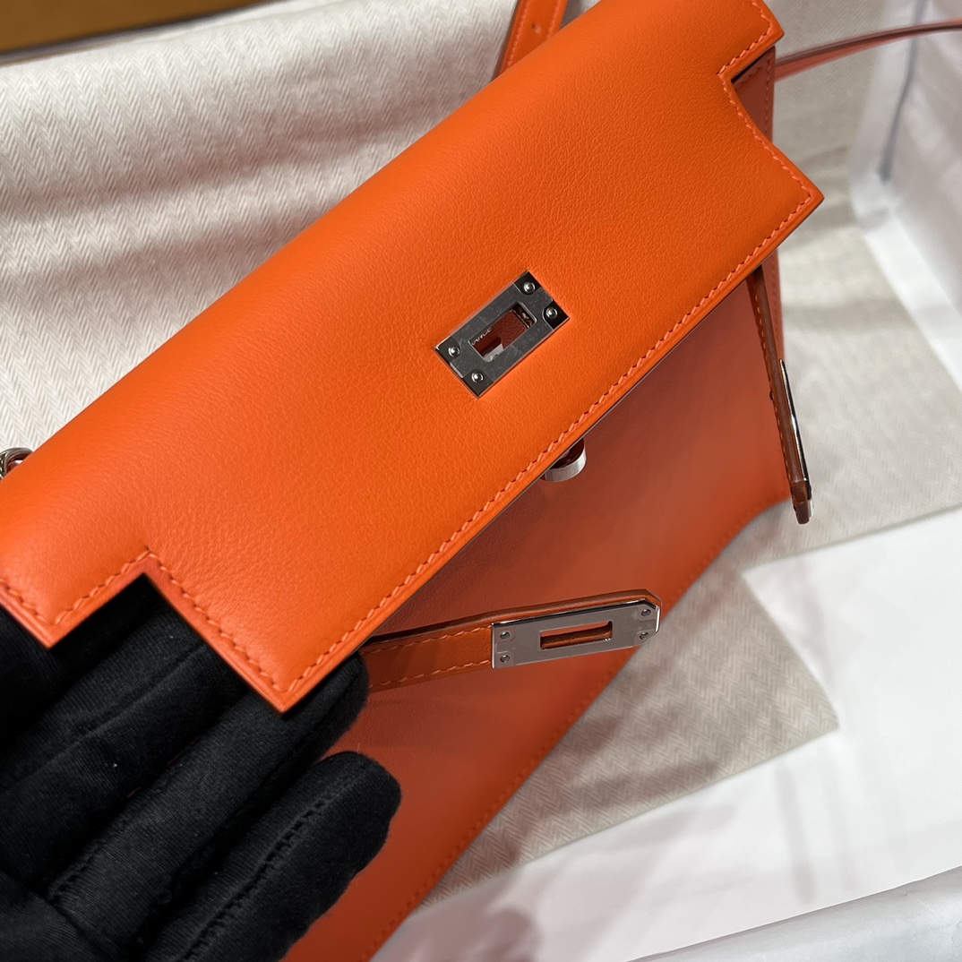 Birkinmm 铂金女王 HERMES 爱马仕 Kellydanse 22cm Evercolor皮 93 Orange 橙色 进口蜜蜡线 全手工制作