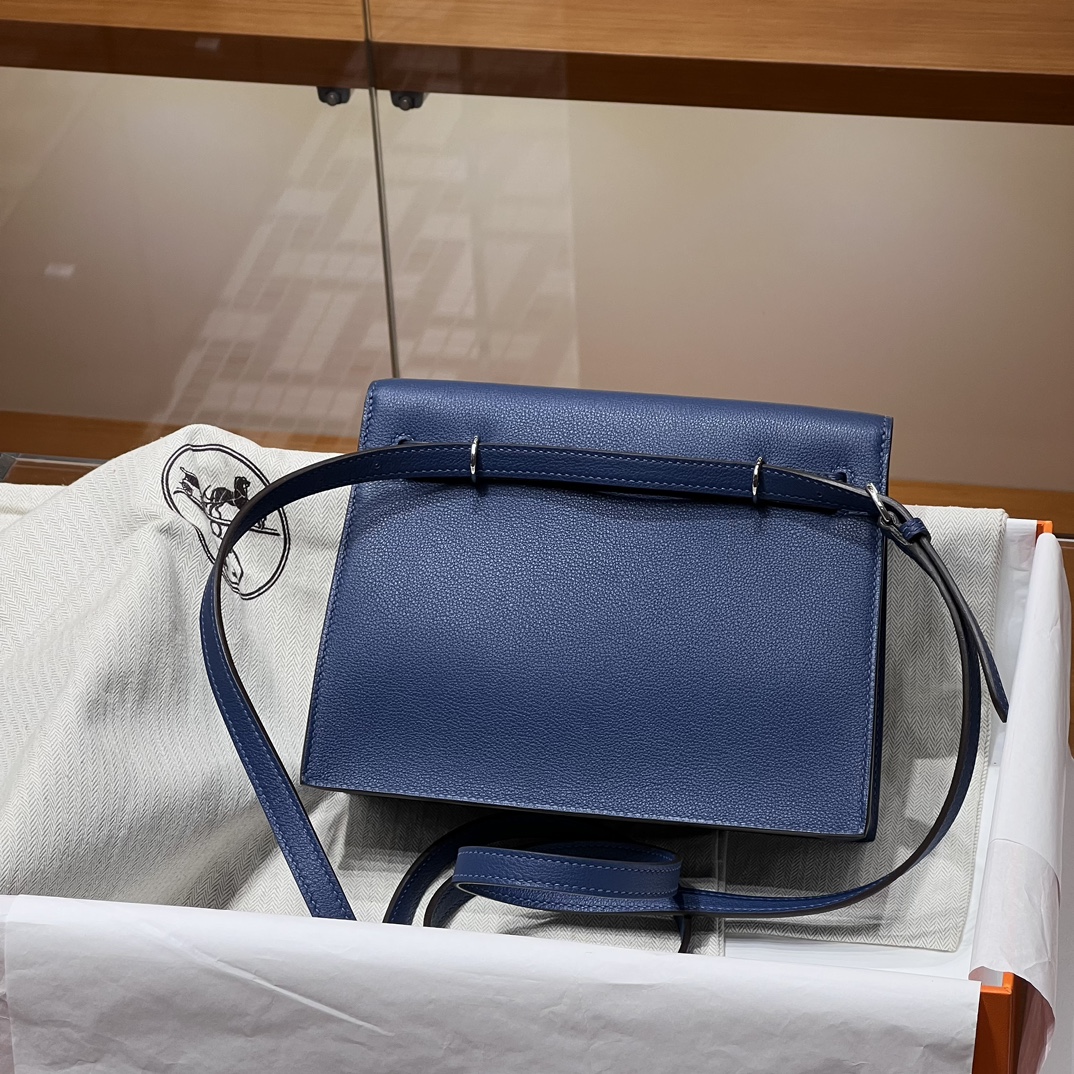 Birkinmm 铂金女王 HERMES 爱马仕 Kellydanse 22cm Evercolor皮 Blue agate R2玛瑙蓝 进口蜜蜡线 全手工制作