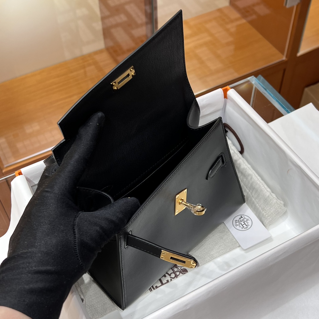 HERMES 爱马仕 Kelly Desorder 双面Kelly 山羊皮 89 Nior 经典黑 进口蜜蜡线 全手工制作