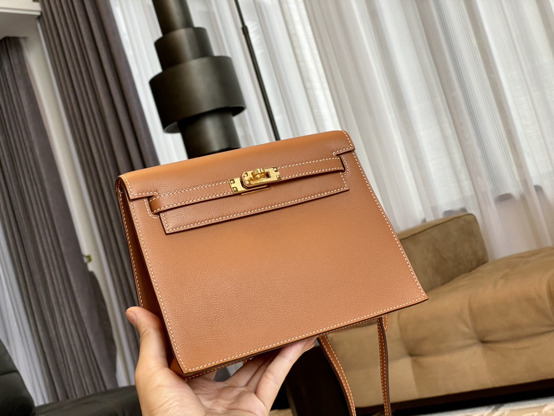 Birkinmm 铂金女王 HERMES 爱马仕 Kellydanse 22cm Evercolor皮 CK37 金棕色 进口蜜蜡线 全手工制作