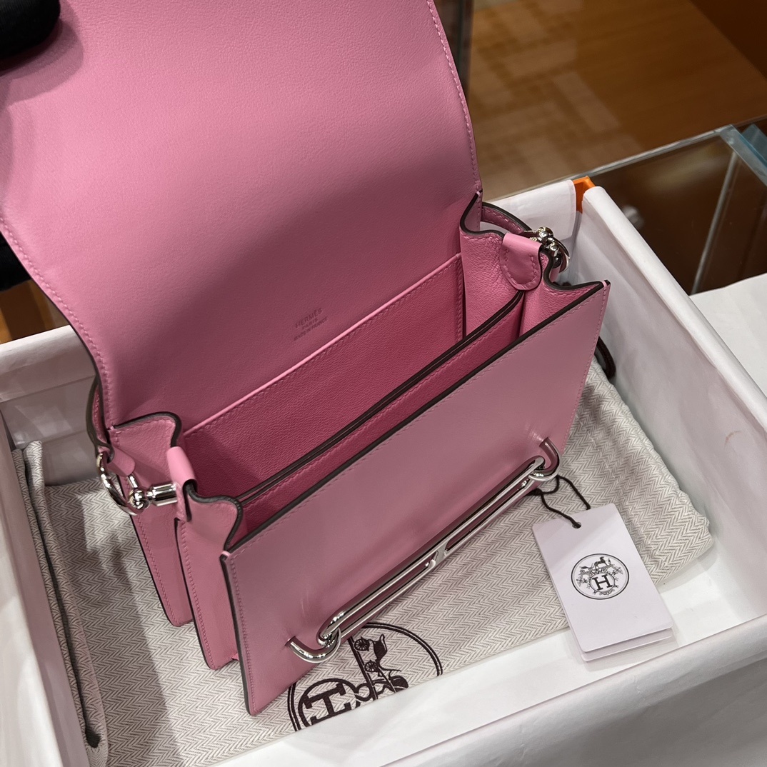 HERMES 爱马仕官网推荐 Roulis 猪鼻子 E5 Rose Tyrien蜜桃粉 Swift皮 进口蜜蜡线 全手工制作