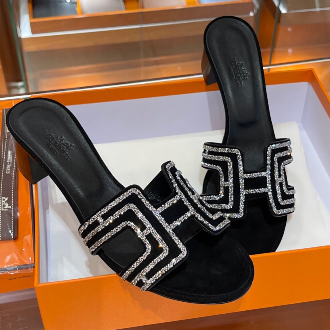 HERMES 爱马仕 拖鞋 34-41码 原厂同步水钻女鞋 进口真皮大底 全手工制作