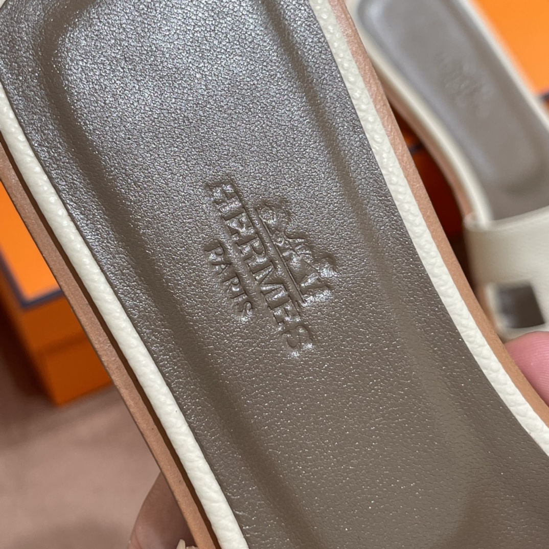 HERMES 爱马仕 H拖鞋 34-41码 原厂同步 进口真皮大底 全手工制作 10 Craie奶昔白
