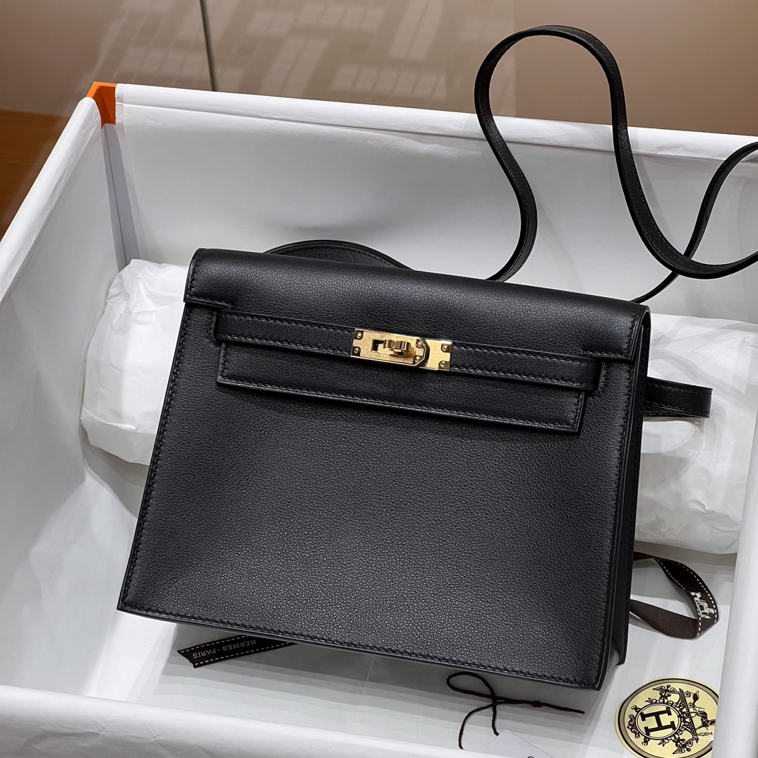 Birkinmm 铂金女王 HERMES 爱马仕 Kellydanse 22cm Evercolor皮 89 Nior 经典黑 进口蜜蜡线 全手工制作