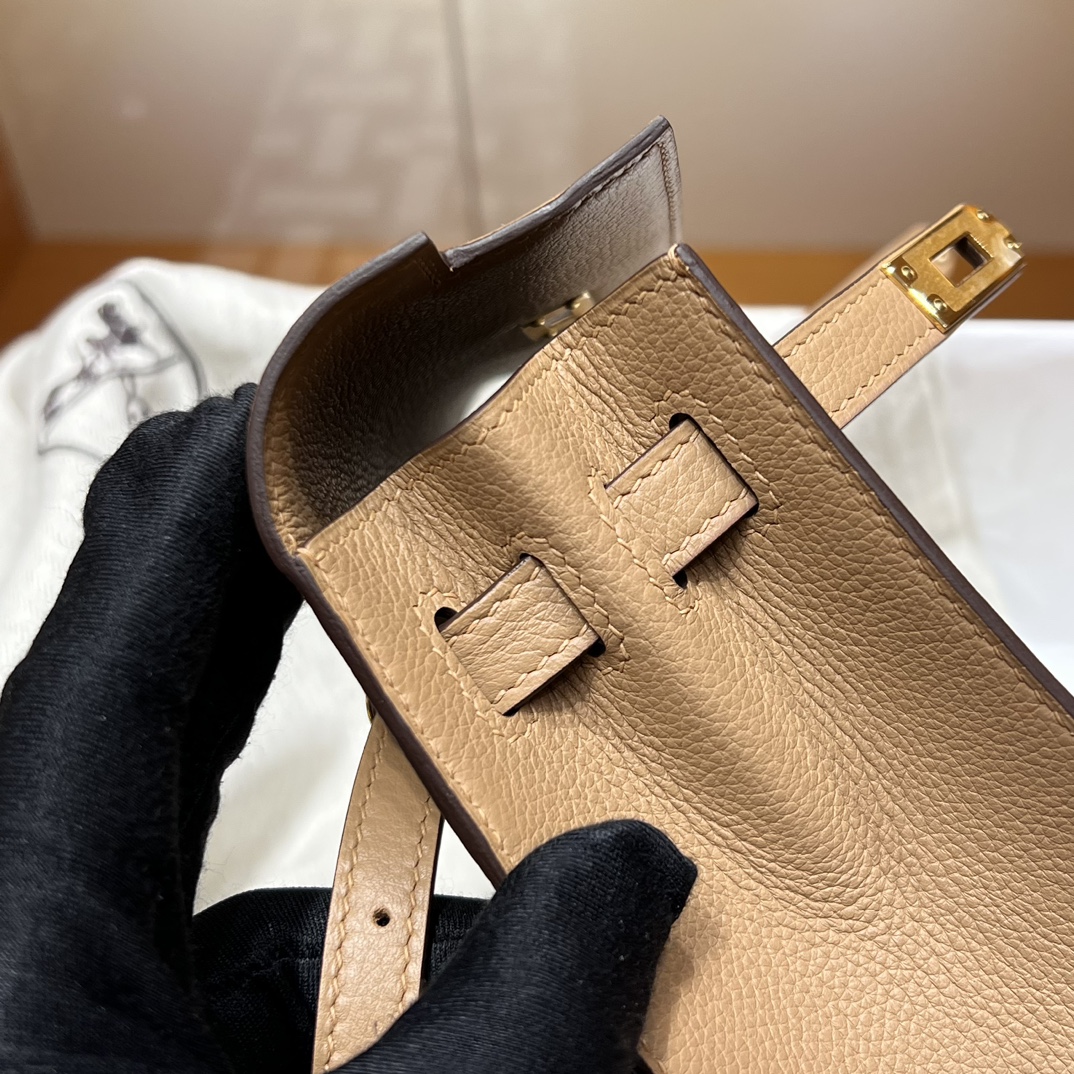 Birkinmm 铂金女王 HERMES 爱马仕 Kellydanse 22cm Evercolor皮 0M CHAI 奶茶色 进口蜜蜡线 全手工制作