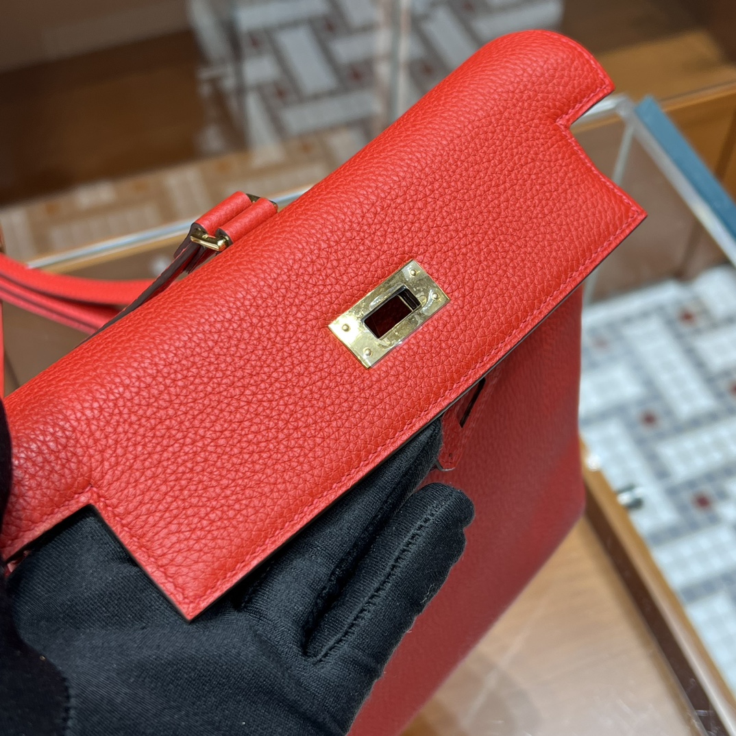 HERMES 爱马仕官网推荐 Kelly ado 双肩背包 21cm Q5 Rouge Casaque 国旗红 Togo皮 进口蜜蜡线 全手工制作
