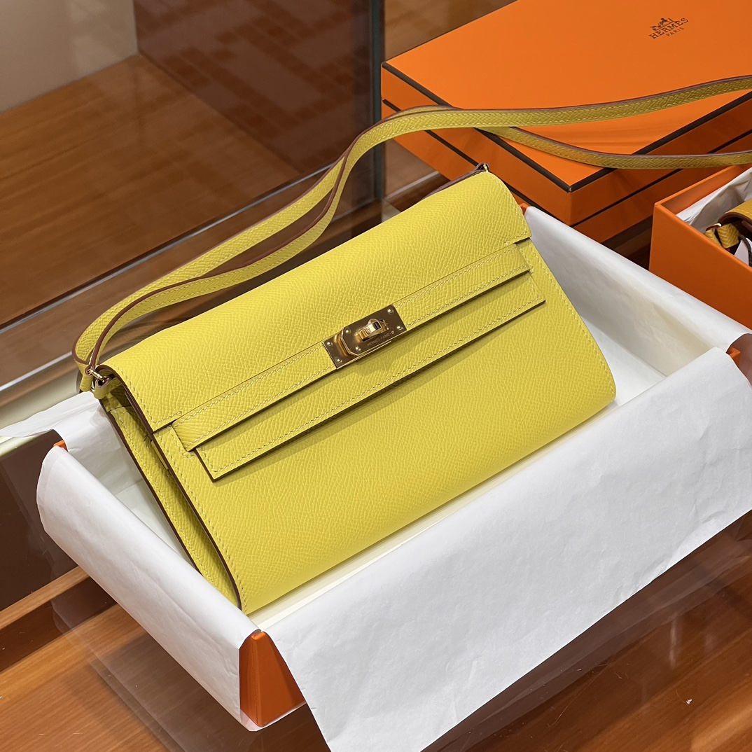 铂金女王 HERMES 爱马仕  Kelly to go Espom皮 19cm 9N Citron 柠檬黄 进口蜜蜡线 全手工制作