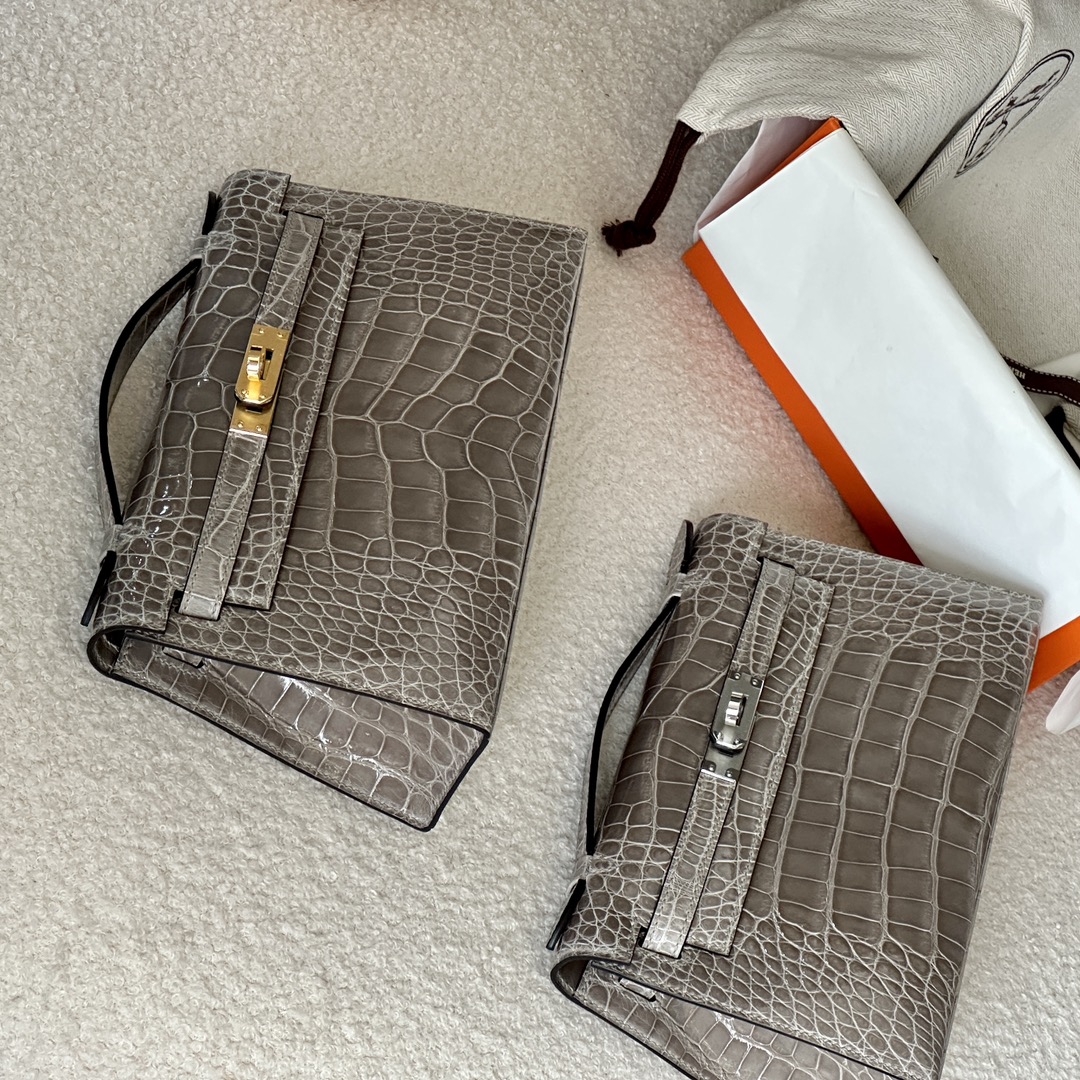 HERMES 爱马仕  MiniKelly 1 81 Gris Tourterelle 斑鸠灰 鳄鱼皮 进口蜜蜡线 全手工制作