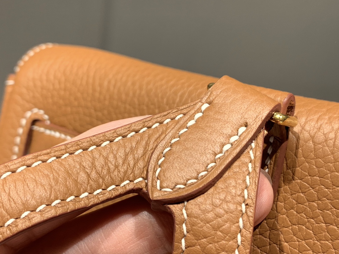 HERMES 爱马仕官网推荐 Kelly ado 双肩背包 21cm CK37 金棕色 Togo皮 进口蜜蜡线 全手工制作
