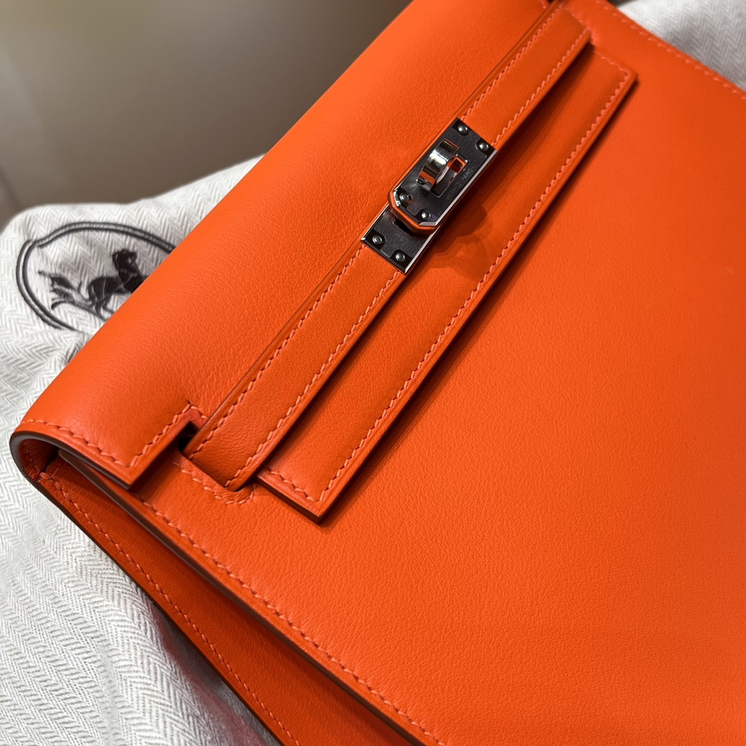 Birkinmm 铂金女王 HERMES 爱马仕 Kellydanse 22cm Evercolor皮 93 Orange 橙色 进口蜜蜡线 全手工制作