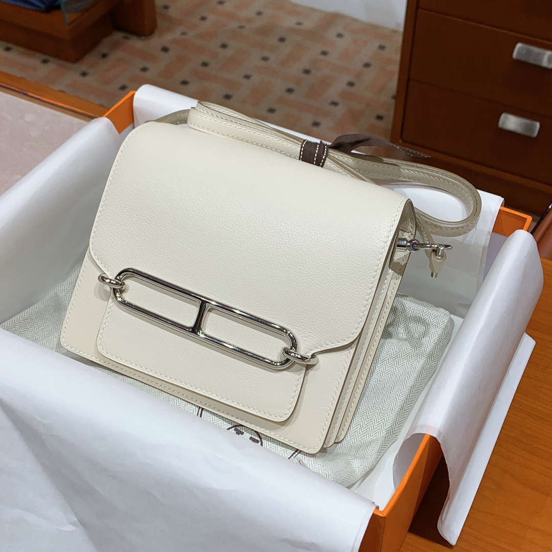 HERMES 爱马仕官网推荐 Roulis 猪鼻子 10 Craie粉笔白 Swift皮 进口蜜蜡线 全手工制作