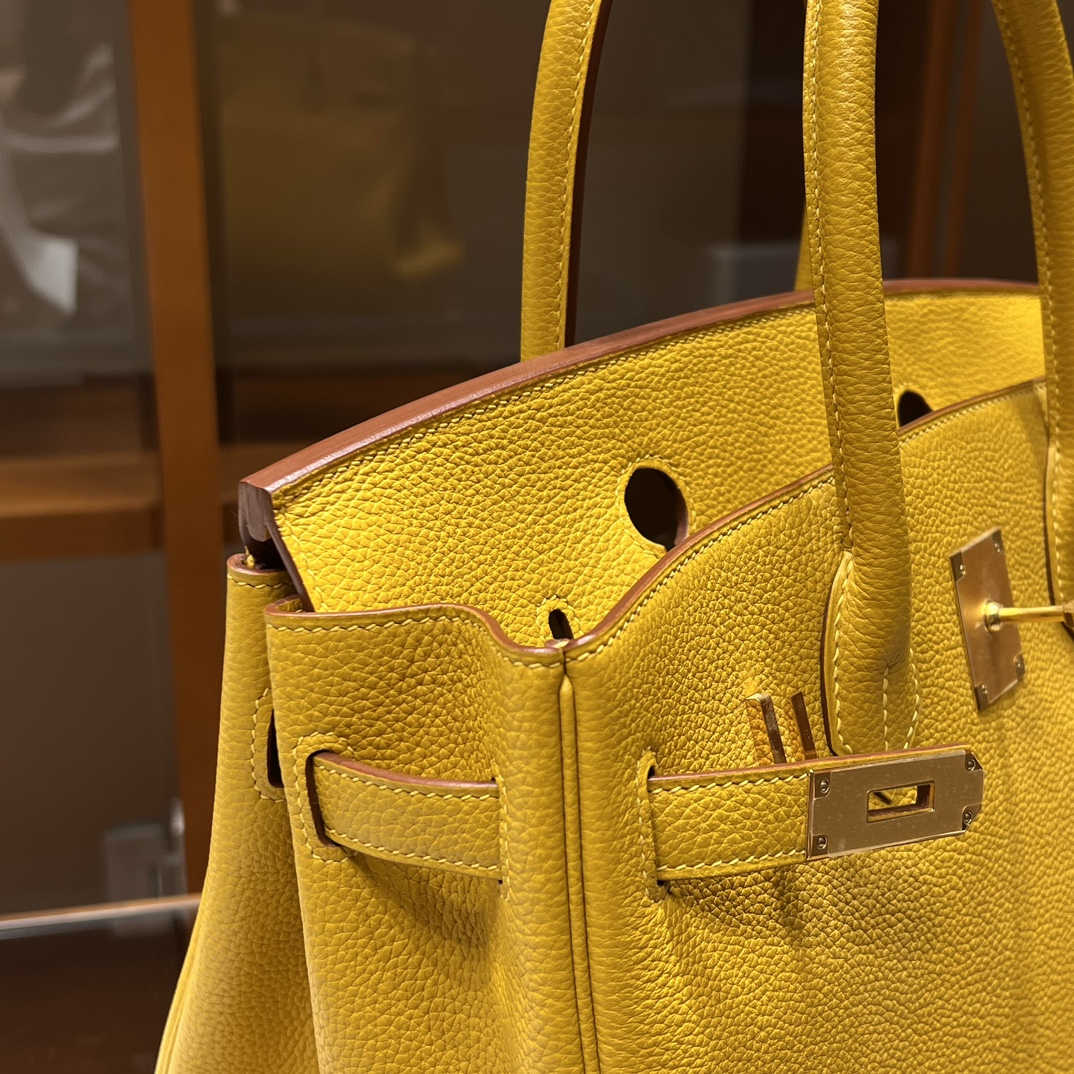 HERMES 爱马仕 Birkin 25cm 9D 琥珀黄 进口蜜蜡线 全手工制作