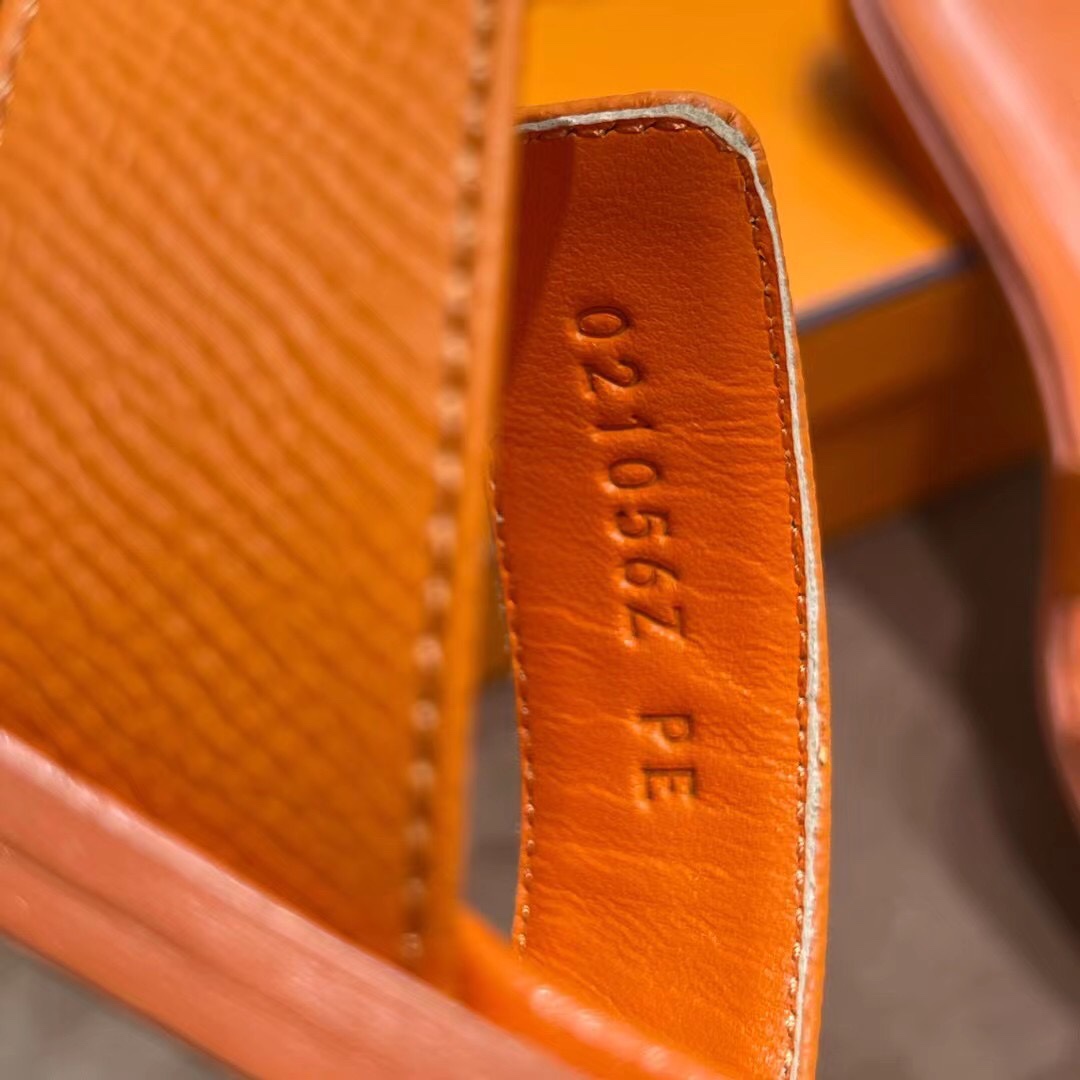 HERMES 爱马仕 H拖鞋 34-41码 原厂同步 进口真皮大底 全手工制作 93 Orange 橙色