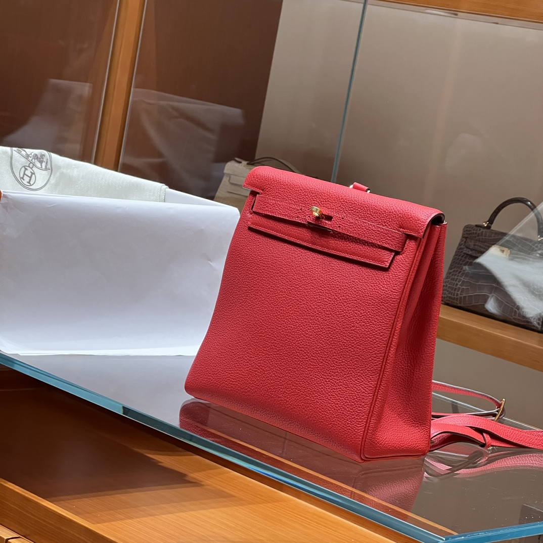 HERMES 爱马仕官网推荐 Kelly ado 双肩背包 21cm Q5 Rouge Casaque 国旗红 Togo皮 进口蜜蜡线 全手工制作