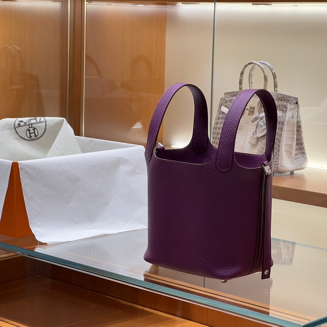 HERMES 爱马仕官网推荐 菜篮子 Picotin 纯手工 P9 Anemone 银莲花紫 TC皮 进口蜜蜡线 全手工制作-铂金女王 HERMES 爱马仕官网推荐 菜篮子 Picotin 纯手工 P9 Anemone 银莲花紫 TC皮 进口蜜蜡线 全手工制作