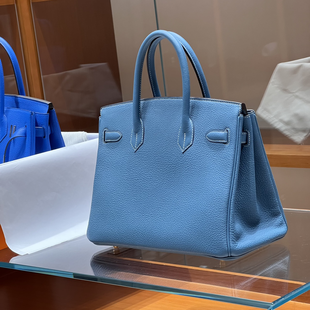 HERMES 爱马仕 Birkin 25cm 75 Blue Jean牛仔蓝 进口蜜蜡线 全手工制作