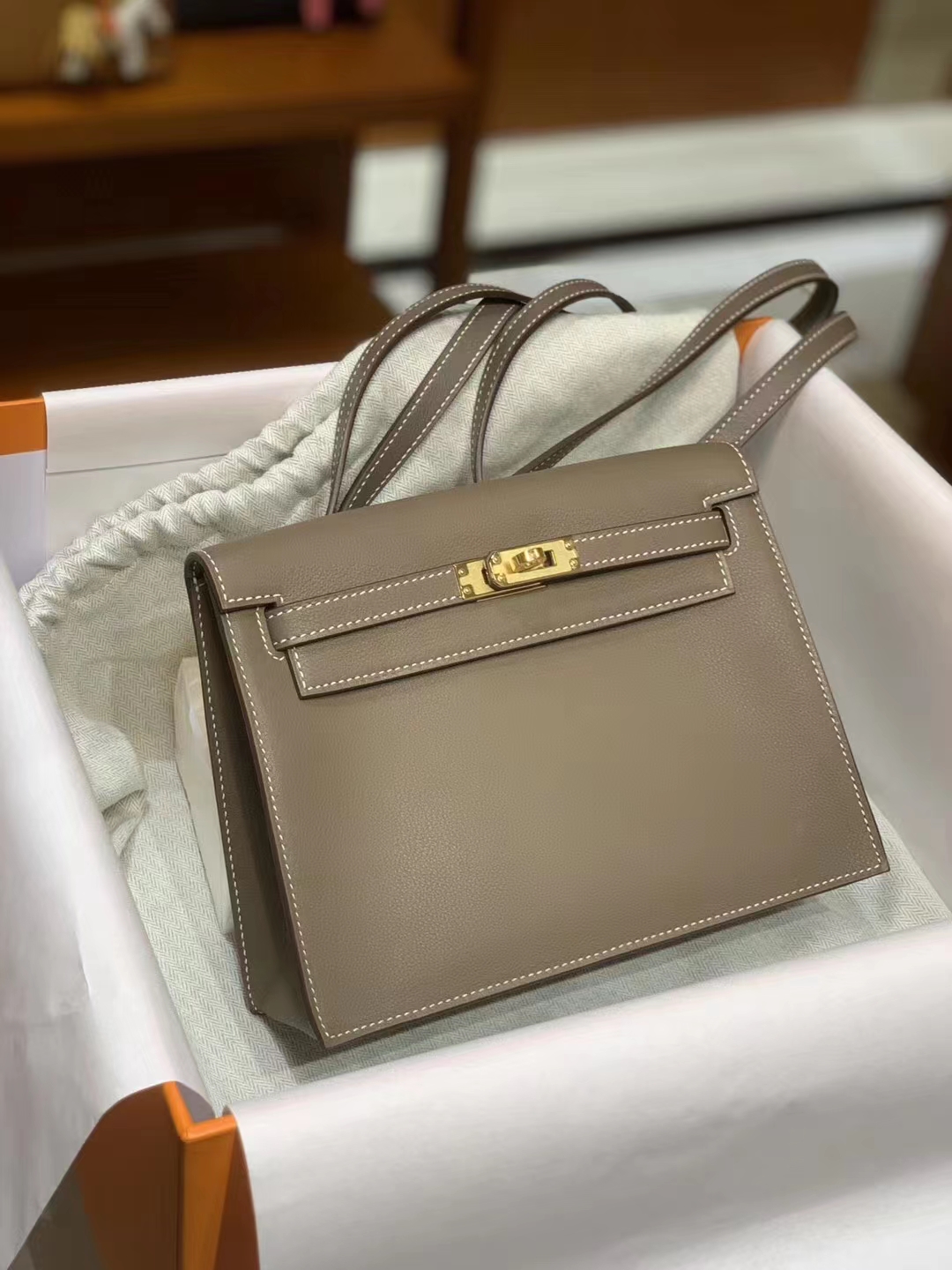 Birkinmm 铂金女王 HERMES 爱马仕 Kellydanse 22cm Evercolor皮 8C Gri Elephant 大象灰 进口蜜蜡线 全手工制作
