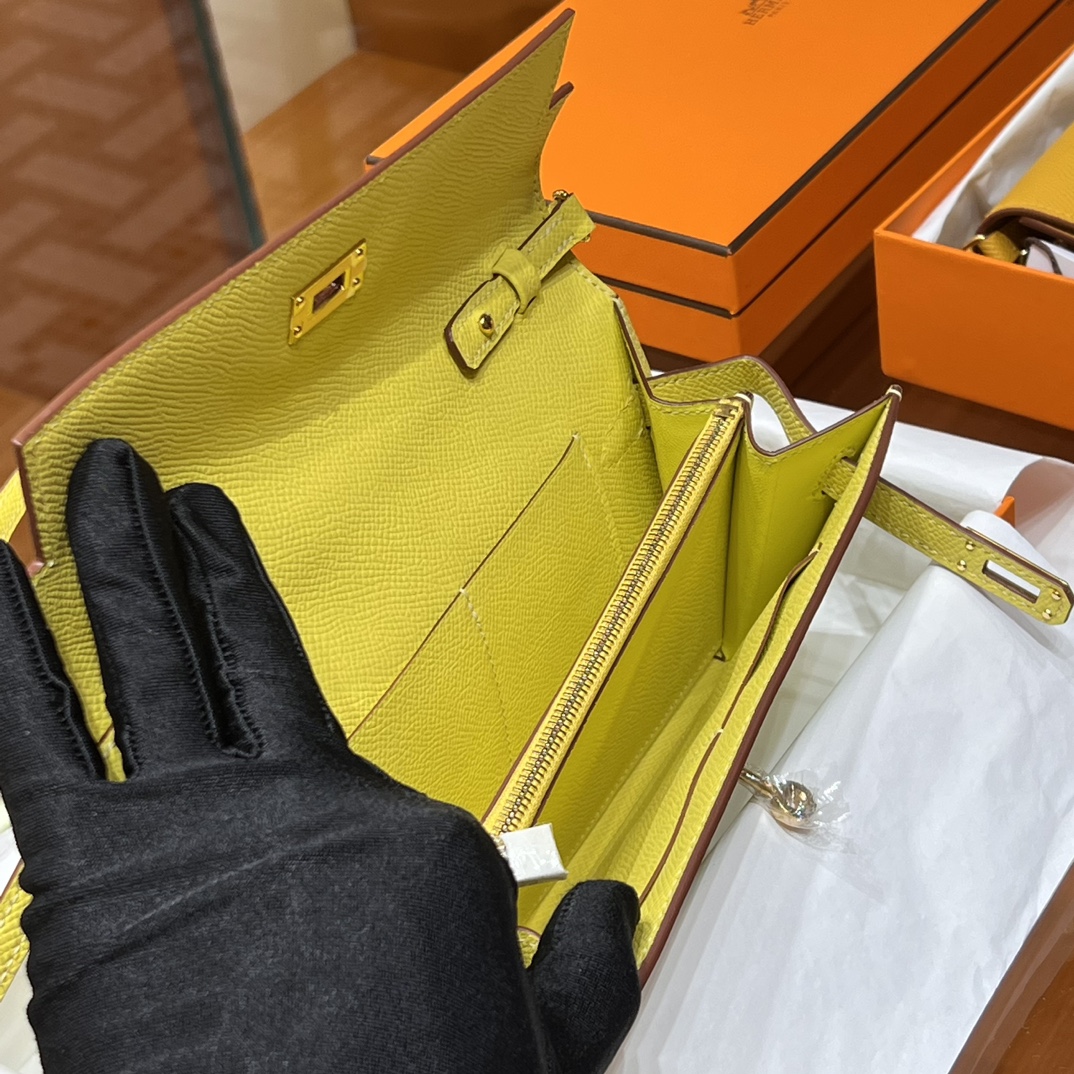 铂金女王 HERMES 爱马仕  Kelly to go Espom皮 19cm 9N Citron 柠檬黄 进口蜜蜡线 全手工制作