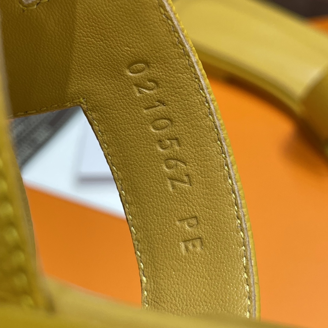 HERMES 爱马仕 H拖鞋 34-41码 原厂同步 进口真皮大底 全手工制作 9D 琥珀黄