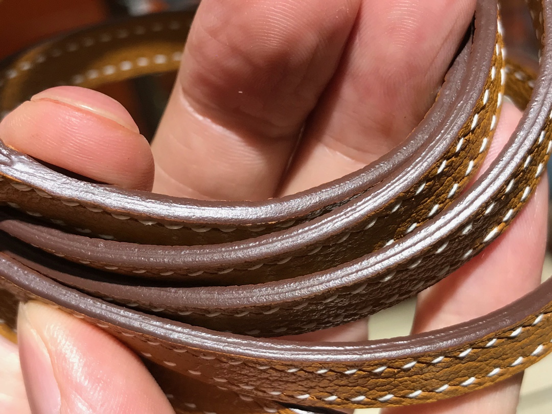 HERMES 爱马仕 【现货】 MiniKelly 2 山羊皮 CK37 金棕色 现货 进口蜜蜡线 全手工制作