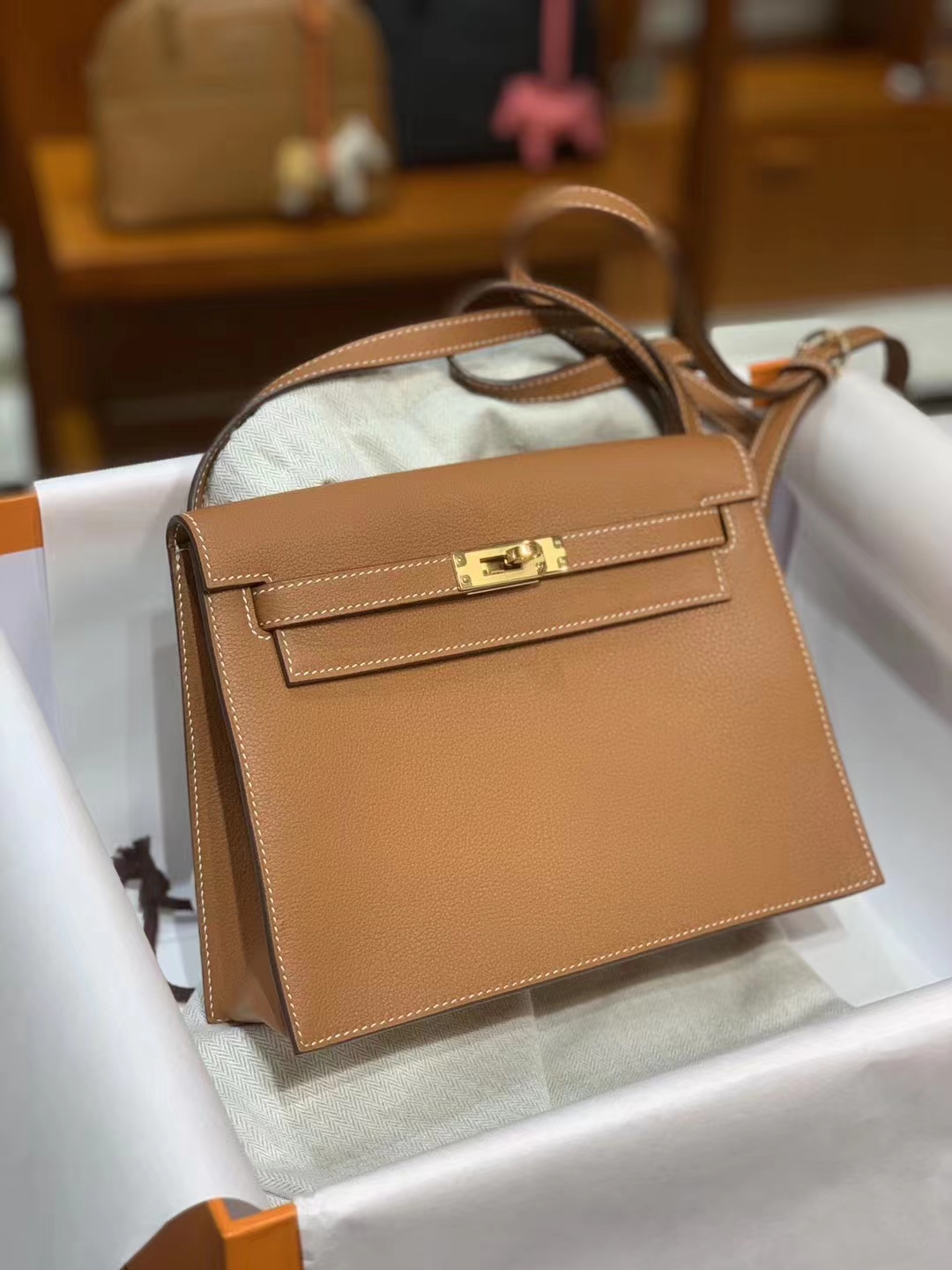 Birkinmm 铂金女王 HERMES 爱马仕 Kellydanse 22cm Evercolor皮 CK37 金棕色 进口蜜蜡线 全手工制作