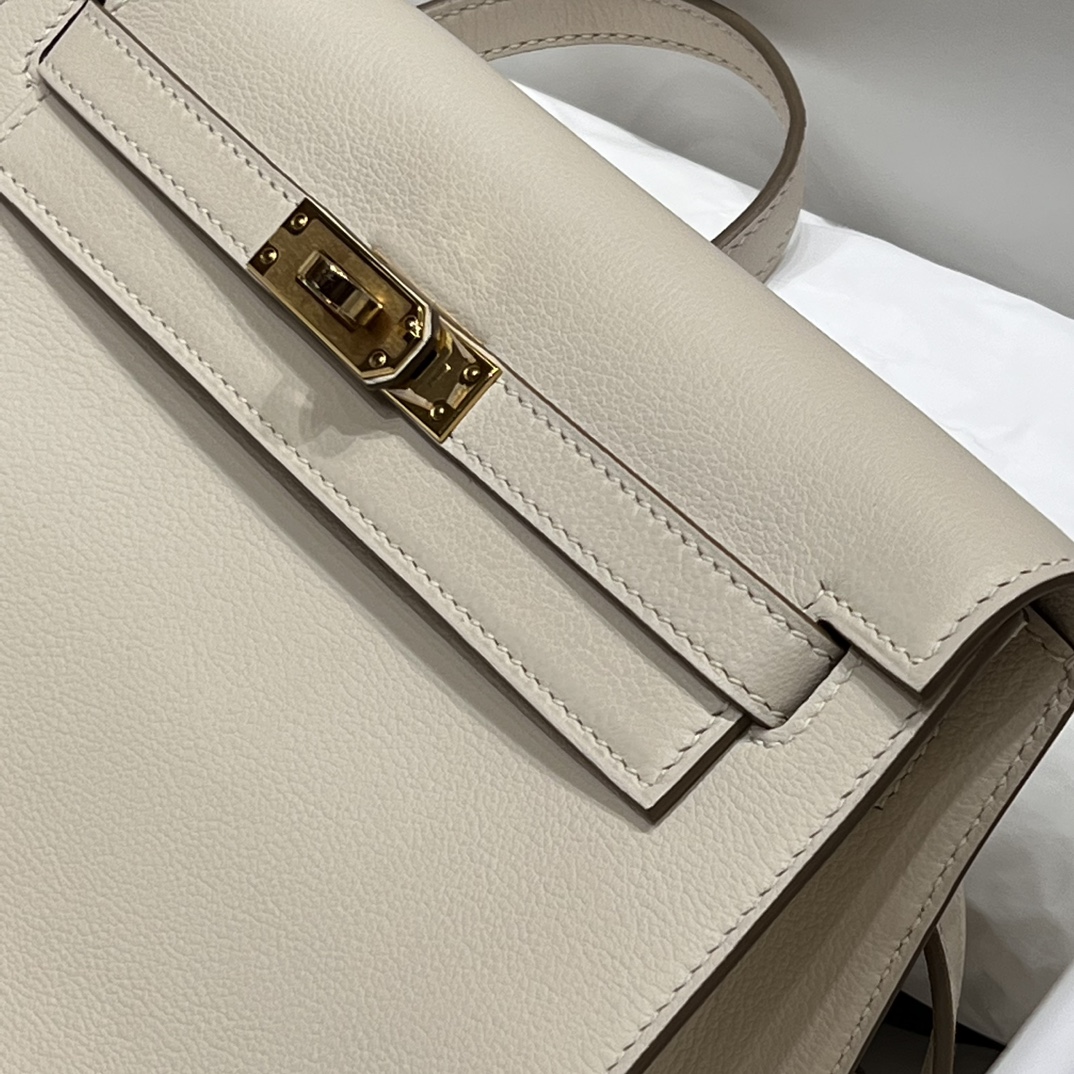 Birkinmm 铂金女王 HERMES 爱马仕 Kellydanse 22cm Evercolor皮 10 Craie 奶昔白 进口蜜蜡线 全手工制作