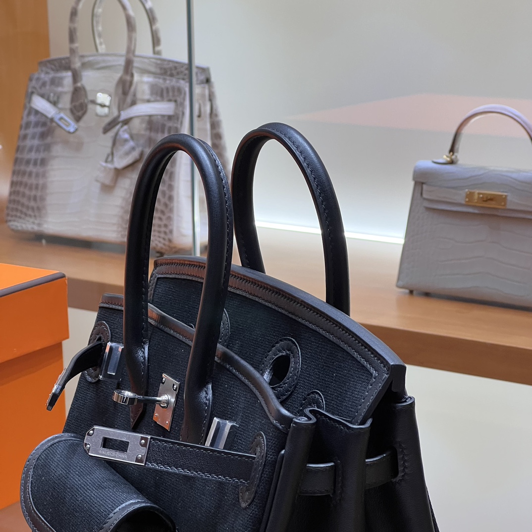 HERMES 爱马仕 Birkin Cargo 25cm 89 Nior 经典黑 进口蜜蜡线 全手工制作