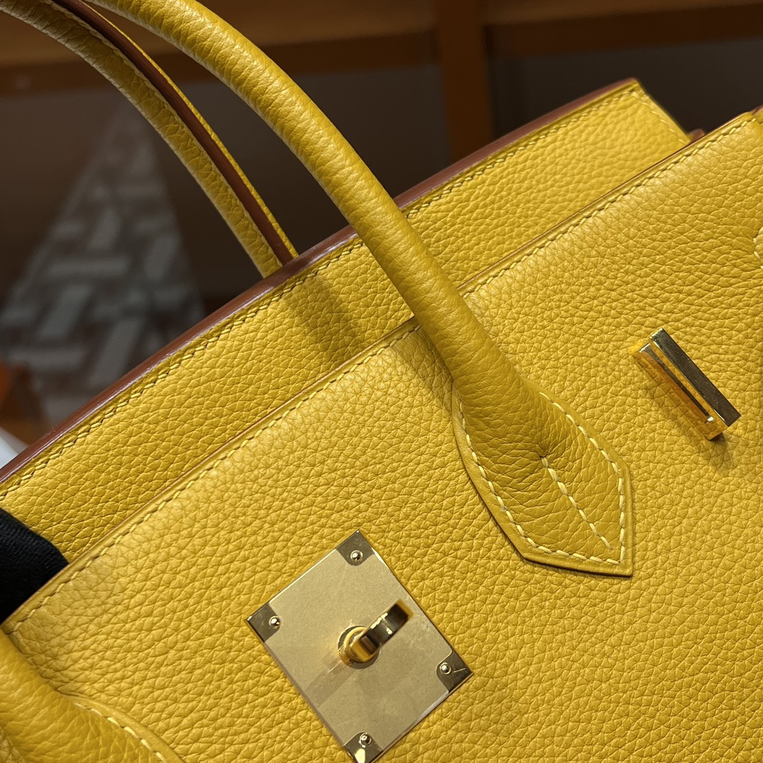 HERMES 爱马仕 Birkin 25cm 9D 琥珀黄 进口蜜蜡线 全手工制作