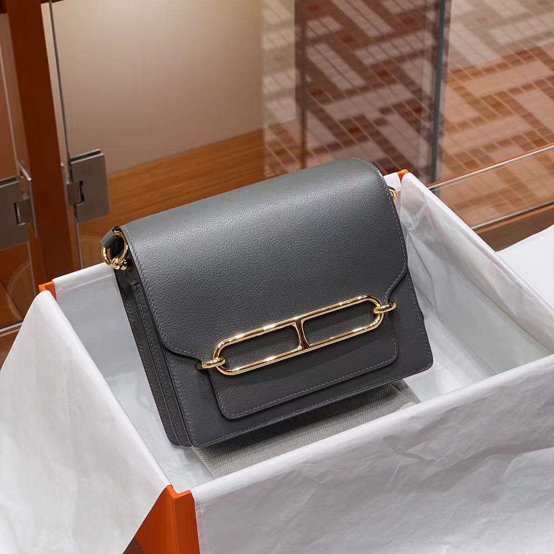 HERMES 爱马仕官网推荐 Roulis 猪鼻子 8F Etain 锡器灰 Swift皮 进口蜜蜡线 全手工制作