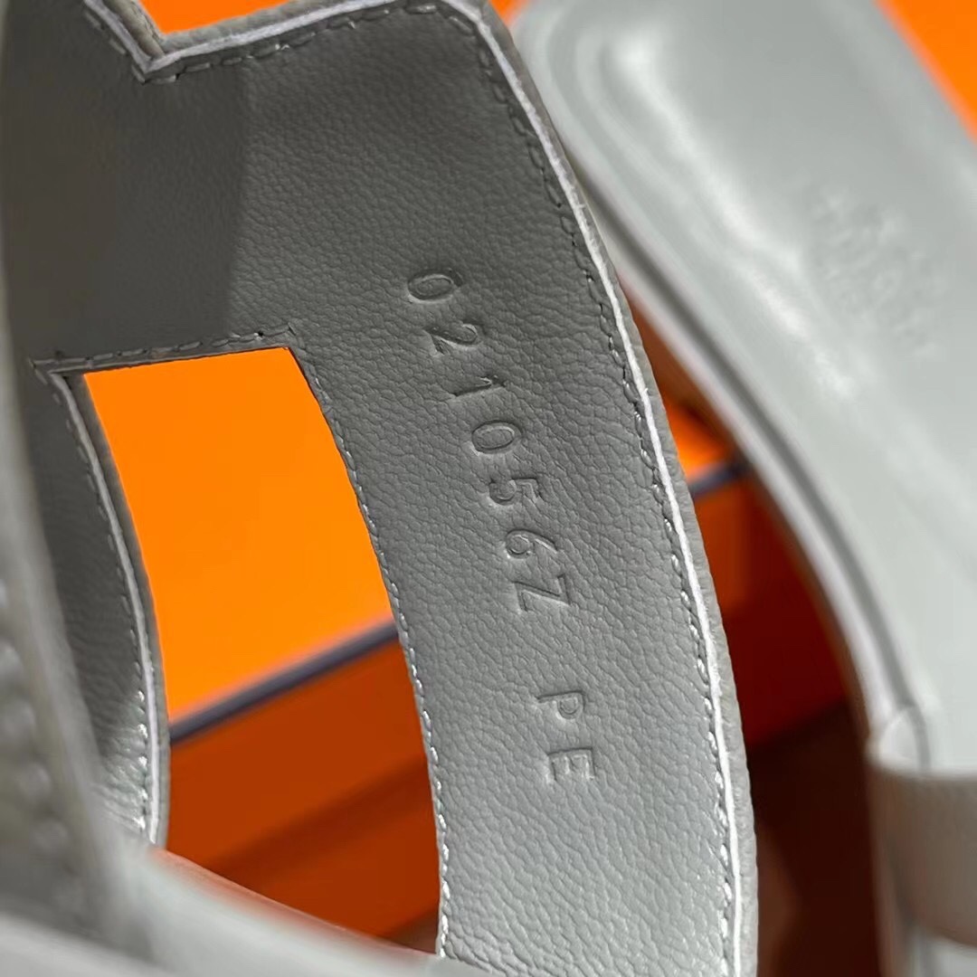 HERMES 爱马仕 H拖鞋 34-41码 原厂同步 进口真皮大底 全手工制作 0T 冰川灰