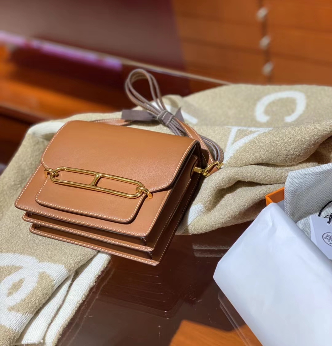 HERMES 爱马仕官网推荐 Roulis 猪鼻子 CK37 金棕色 Swift皮 进口蜜蜡线 全手工制作