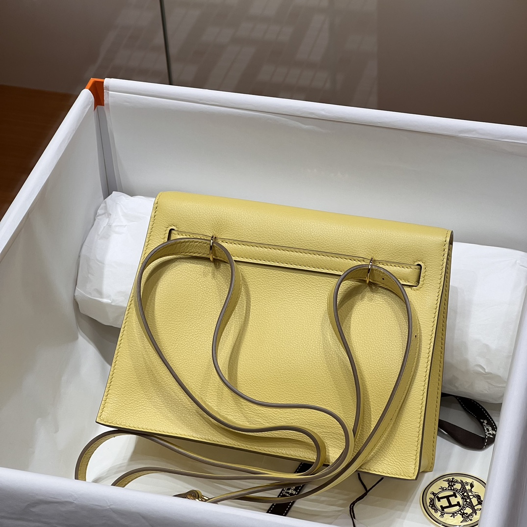 Birkinmm 铂金女王 HERMES 爱马仕 Kellydanse 22cm Evercolor皮 1Z Jaune Poussin小鸡黄 进口蜜蜡线 全手工制作