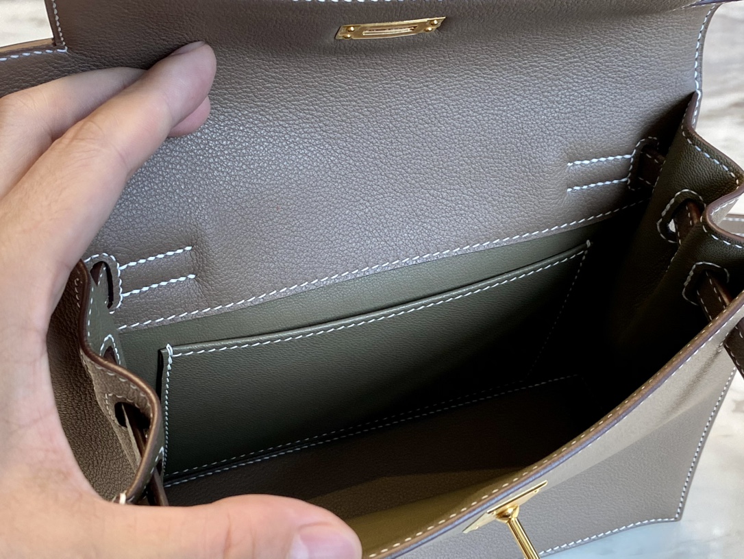 Birkinmm 铂金女王 HERMES 爱马仕 Kellydanse 22cm Evercolor皮 8C Gri Elephant 大象灰 进口蜜蜡线 全手工制作