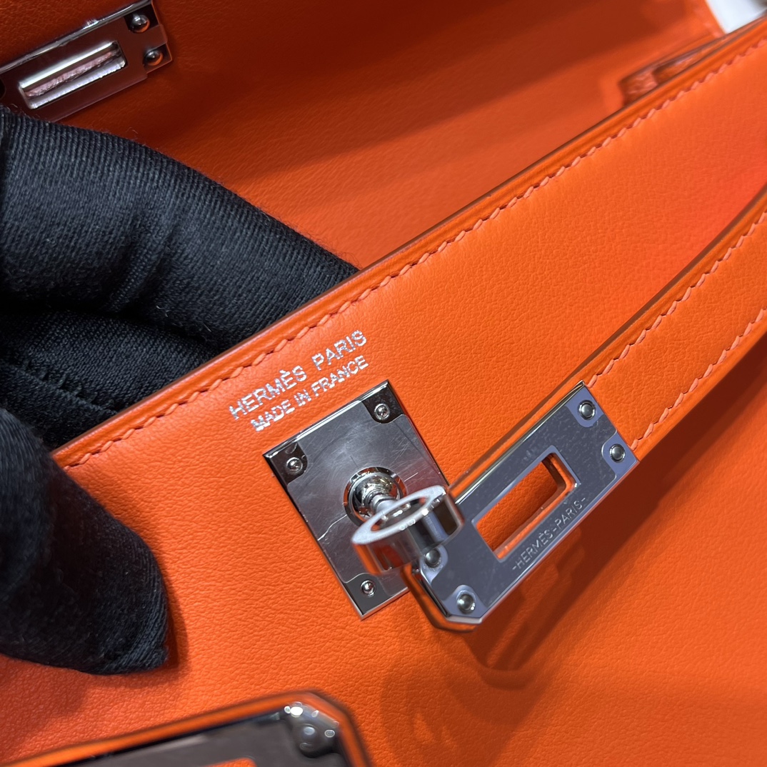 Birkinmm 铂金女王 HERMES 爱马仕 Kellydanse 22cm Evercolor皮 93 Orange 橙色 进口蜜蜡线 全手工制作