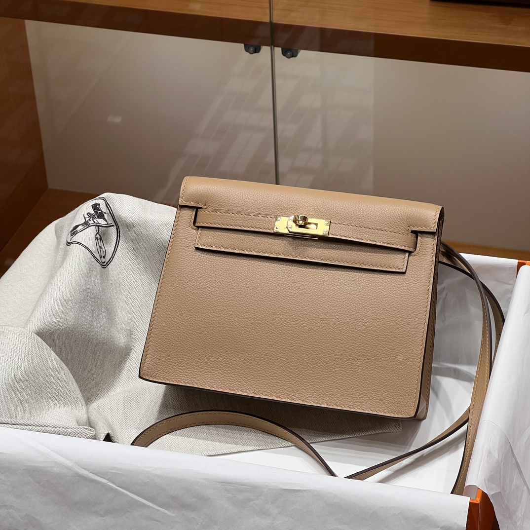 Birkinmm 铂金女王 HERMES 爱马仕 Kellydanse 22cm Evercolor皮 0M CHAI 奶茶色 进口蜜蜡线 全手工制作