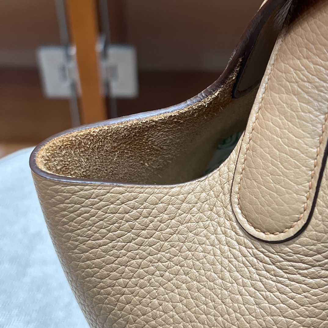 HERMES 爱马仕官网推荐 菜篮子 Picotin 纯手工 4B 饼干色 TC皮 进口蜜蜡线 全手工制作