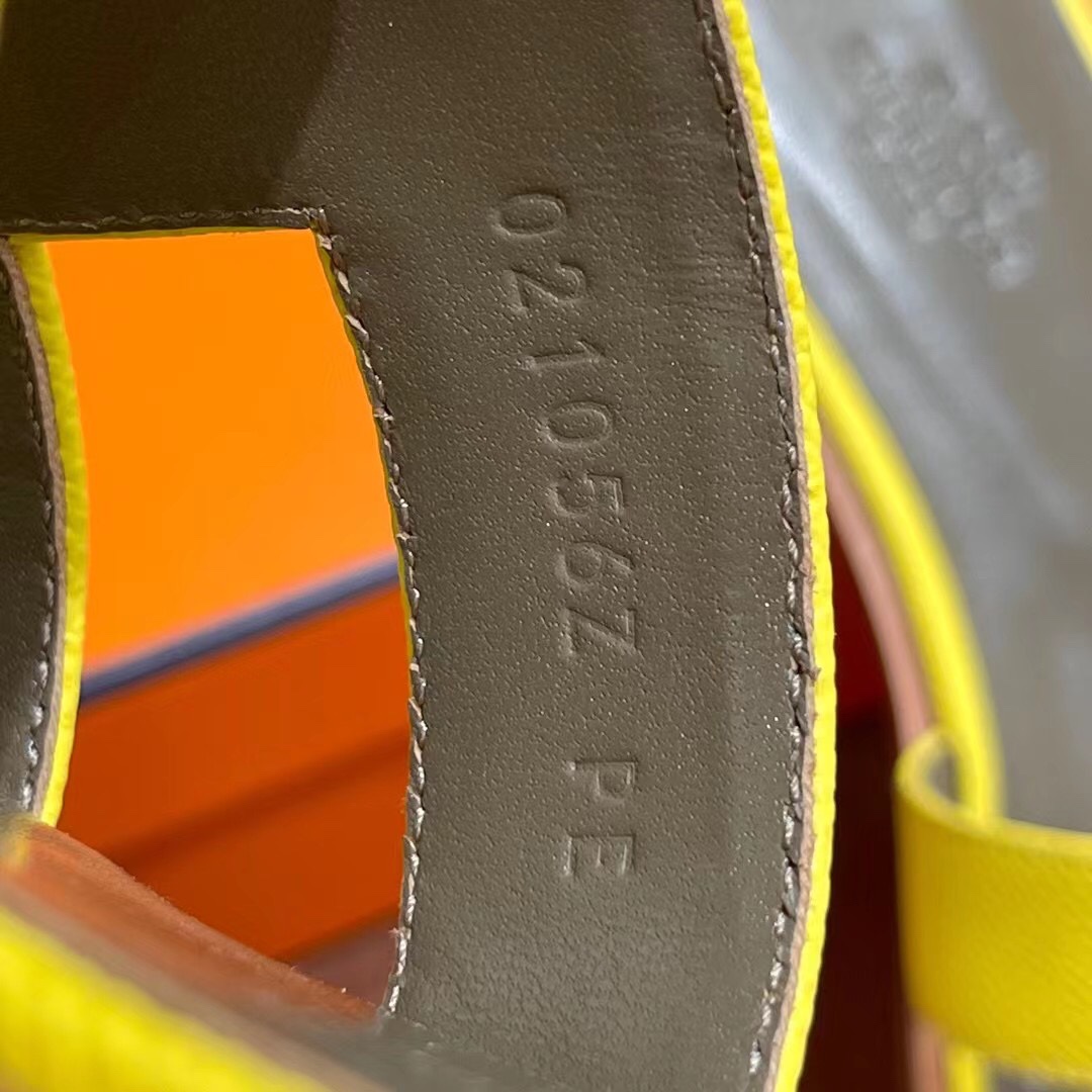 HERMES 爱马仕 H拖鞋 34-41码 原厂同步 进口真皮大底 全手工制作 9N Citron 柠檬黄