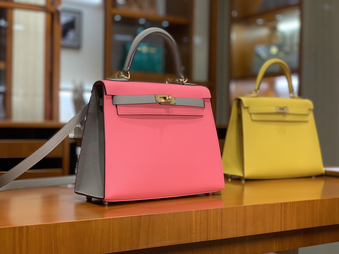 HERMES 爱马仕 Kelly 25 T5 Rose Jeipur斋普尔粉 M8 Gris Asphalte 沥青灰 进口蜜蜡线 全手工制作