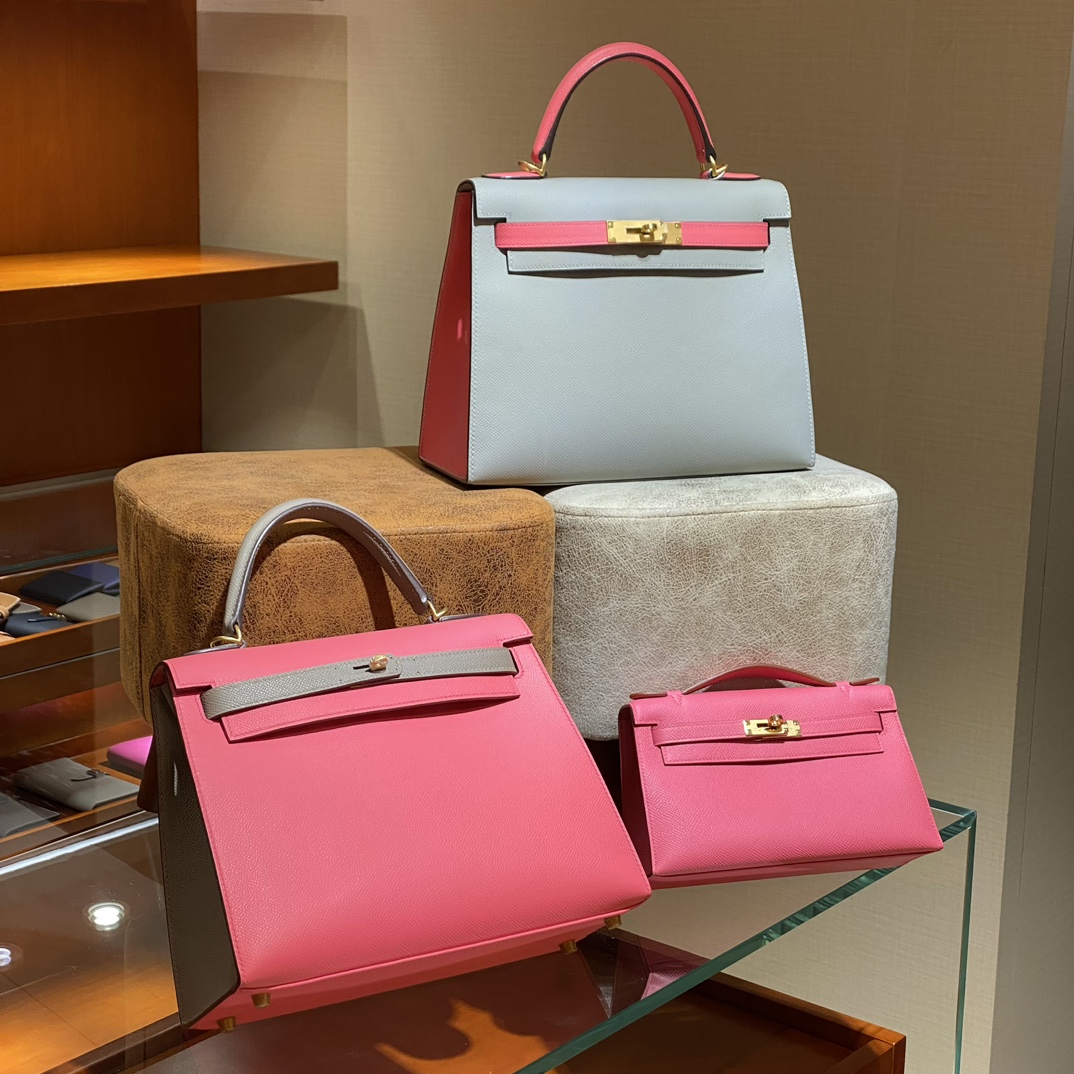 HERMES 爱马仕 Kelly 25 T5 Rose Jeipur斋普尔粉 M8 Gris Asphalte 沥青灰 进口蜜蜡线 全手工制作